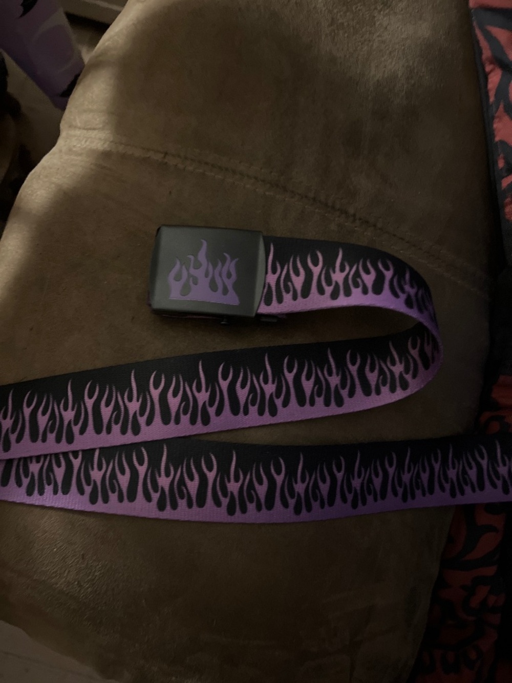 Unisex black and purple flame belt